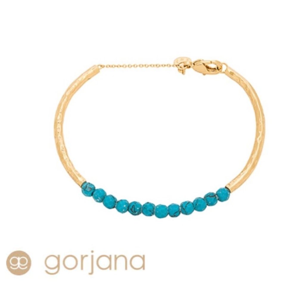 Gorjana NWT Power Gemstone Cuff Bracelet | Gold and Turquoise - Picture 1 of 9